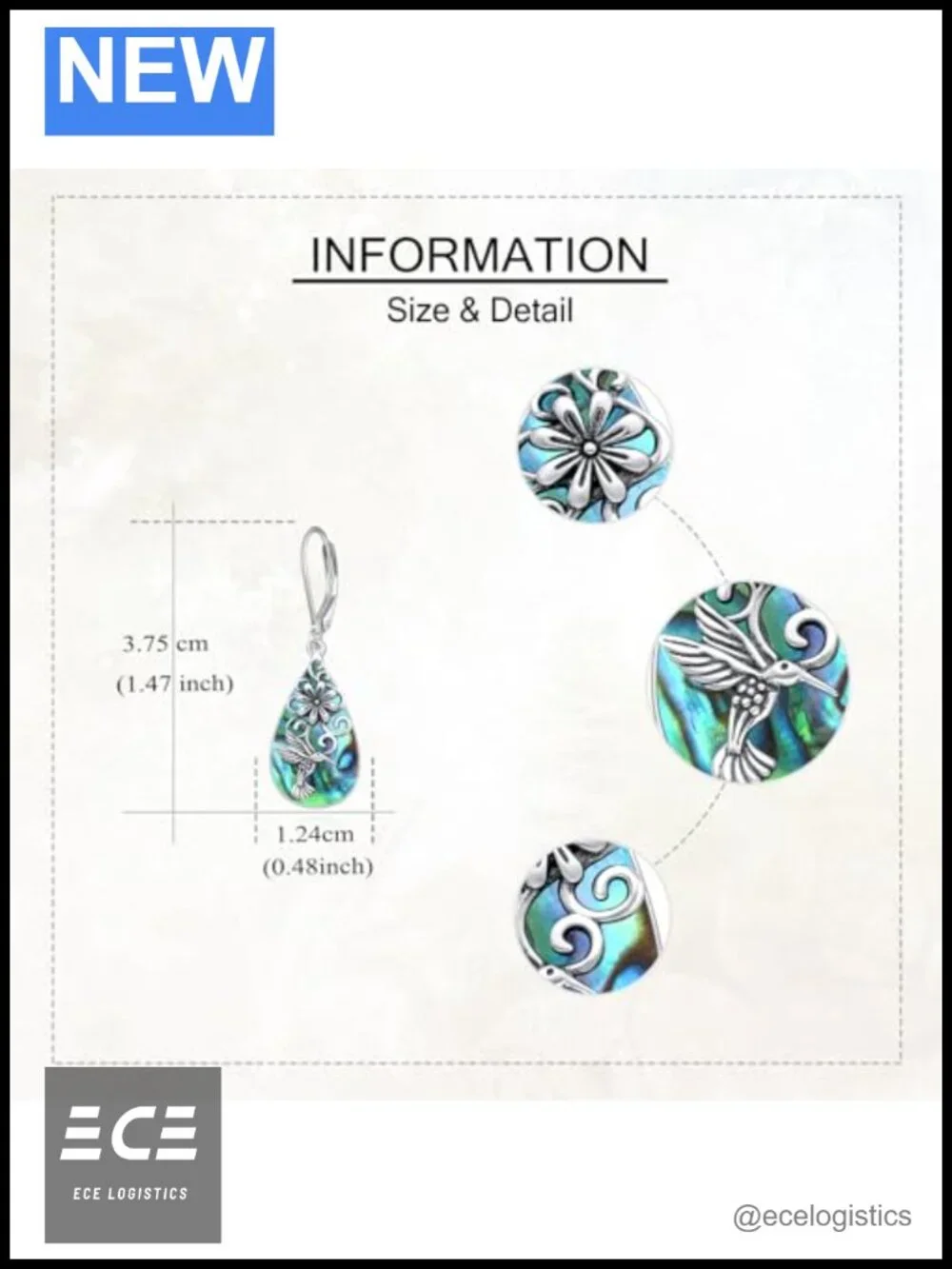 925 Sterling Silver Hummingbird Dangle Leverback Earrings